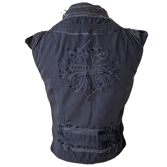 Vintage Y2K Blue Victorian Style Biker Vest - Picture 5 of 9